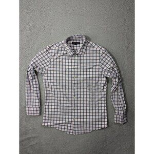 Mizzen and Main Shirt Mens Large Trim Monaco Dress Blue Red Plaid Performance